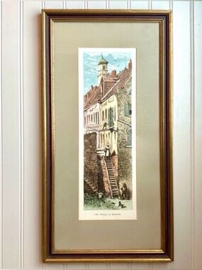 Vintage “Old Houses of Savannah” Hand-Colored Engraving Southern Art Historical